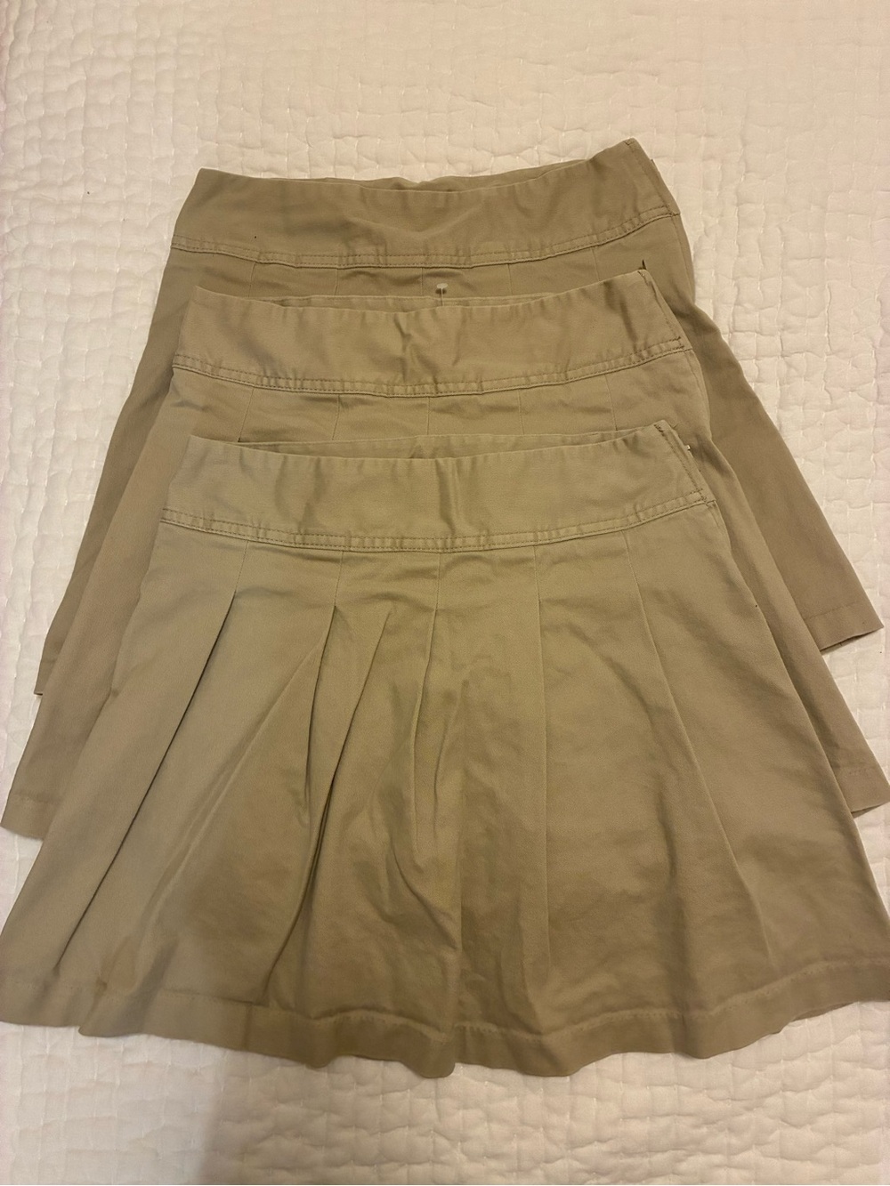 The Children's Place Khaki Schoolgirl Skort - Light Tan and Navy: Bundle of 8